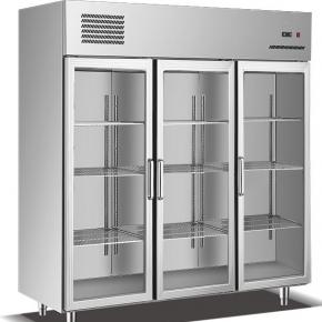 S/Steel 3- Glass Door Kitchen Cabinet Refrigerator