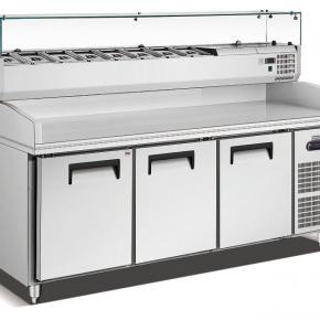 S/Steel 3-Door Marble Tabletop Undercounter Chiller + Takeout Stand