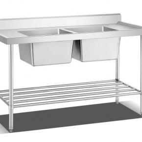 S/Steel Double Sink With Baseboard