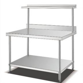 S/Steel Removable Double-Backrest Worktable With Single Shelf