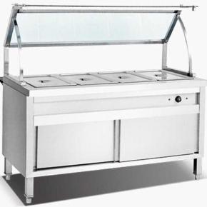 Electric Bain Marie With Curved Glass Shelf & Cabinet